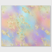 レインボーモダングラディエントと金ゴールド大理石パターン ラッピングペーパー (フラット)