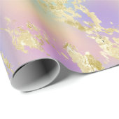 レインボーモダングラディエントと金ゴールド大理石パターン ラッピングペーパー (ロールコーナー)