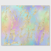 レインボーモダングラディエントと金ゴールド大理石パターン ラッピングペーパー (フラット)