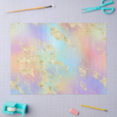 レインボーモダングラディエントと金ゴールド大理石パターン 薄葉紙 (クラフト)