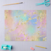レインボーモダングラディエントと金ゴールド大理石パターン 薄葉紙 (クラフト)