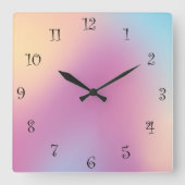 レインボーモダングラデーショカラフルン銀河系海ガール スクエア壁時計 (正面)