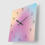 レインボーモダングラデーショカラフルン銀河系海ガール スクエア壁時計 (傾斜)