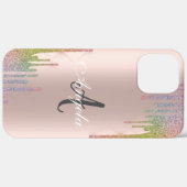 レインボーモダングリッタードリプスバラ金ゴールドモノグラム Case-Mate iPhoneケース (裏面 / 右)