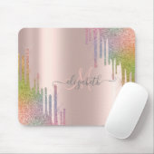 レインボーモダングリッターバラ金ゴールドモノグラム マウスパッド (マウス)