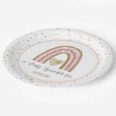 レインボーモダングリッターピンク金ゴールドベビー散布 ペーパープレート (アングル)