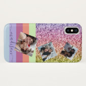 レインボーモダングリッターフォトコラージモノグラム Case-Mate iPhoneケース (裏面(横))