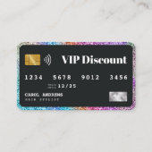 レインボーモダングリッターブラックヘアスタイリストVIP 割引カード (正面)