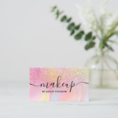 レインボーモダングリッター大理石ガーリーピンクメイク 名刺 (スタンド正面)