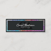 レインボーモダングリッター&ブラックヘアスタイリストQRコード スキニー名刺 (裏面)