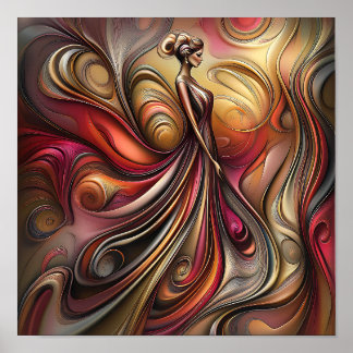 レインボーモダンスタイリッシュ抽象芸術美人 ポスター