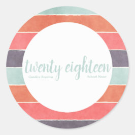 レインボーモダンストライプズ卒業カスタム ラウンドシール