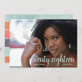 レインボーモダンストライプズ大学院写真招待状 招待状