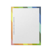 レインボーモダンストライプ幾何パーソナライズされた ノートパッド (回転)