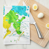 レインボーモダンストライプLGBT キッチンタオル (四つ折り)