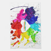 レインボーモダンストライプLGBT キッチンタオル (縦)