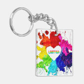 レインボーモダンストライプLGBT キーホルダー (正面左)