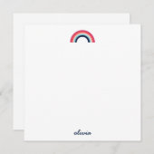 レインボーモダンスパーソナライズされたクリプト名(青) ノートカード (正面/裏面)