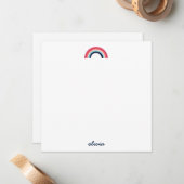 レインボーモダンスパーソナライズされたクリプト名(青) ノートカード (正面/裏面インサイチュ)