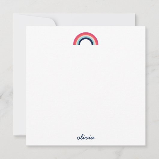 レインボーモダンスパーソナライズされたクリプト名(青) ノートカード (正面)