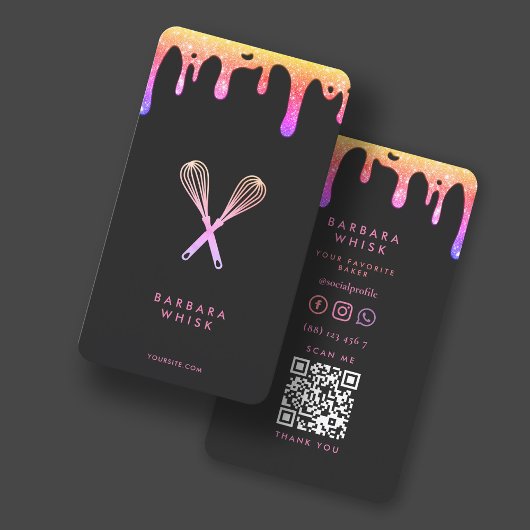 レインボーモダンドリップウィスクベーカリーペストリーカテラー 名刺