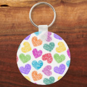 レインボーモダンドードルハートかわいいパターン キーホルダー (正面)