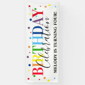 レインボーモダンニーエイジ子供の誕生日お祝い 横断幕 (縦)