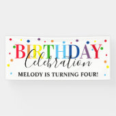 レインボーモダンニーエイジ子供の誕生日お祝い 横断幕 (横)