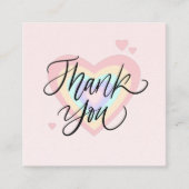 レインボーモダンハートシックサンキューヴァレンティーンズデイ スクエア名刺 (正面)