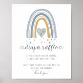 レインボーモダンハートスターズボーイオムツラッフルサイン ポスター (正面)