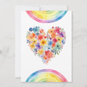 レインボーモダンハートフローラガール誕生日招待状 招待状 (裏面)
