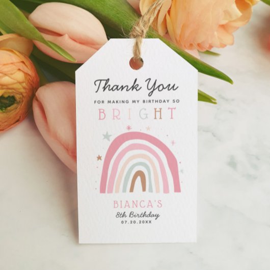 レインボーモダンバースデーパーティーそう明るい ギフトタグ