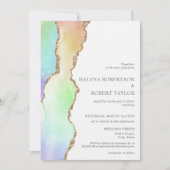 レインボーモダンパステルユニコーン結婚式招待状 招待状 (正面)