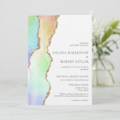 レインボーモダンパステルユニコーン結婚式招待状 招待状 (スタンド正面)