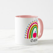 レインボーモダンパーソナライズされた付きの名前 マグカップ (正面右)