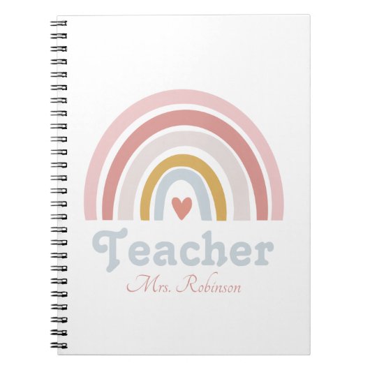 レインボーモダンパーソナライズされた先生 ノートブック (正面)