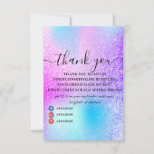 レインボーモダンピンクのホログラフィックサンキューカード サンキューカード (正面)