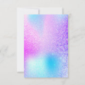 レインボーモダンピンクのホログラフィックサンキューカード サンキューカード (裏面)