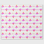 レインボーモダンピンククリスマスツリーパターンホリデー ラッピングペーパー (フラット)