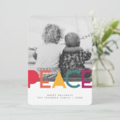 レインボーモダンピースクリスマスホリデーフォトカード 招待状 (スタンド正面)