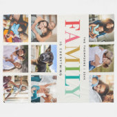 レインボーモダンファミリーがフォトコラージュ フリースブランケット (正面(横))