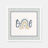 レインボーモダンファースト誕生日ナプキン – Boy LB スタンダードカクテルナプキン (正面)