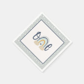 レインボーモダンファースト誕生日ナプキン – Boy LB スタンダードカクテルナプキン (角)