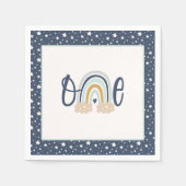 レインボーモダンファースト誕生日ナプキン – Boy NB スタンダードカクテルナプキン (正面)