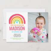 レインボーモダンファースト誕生日 招待状 (正面)