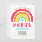 レインボーモダンファースト誕生日 招待状 (正面)