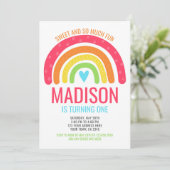 レインボーモダンファースト誕生日 招待状 (スタンド正面)