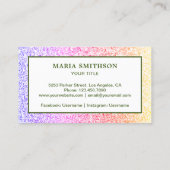 レインボーモダンフェイクグリッタートロピカルパイナップル 名刺 (裏面)