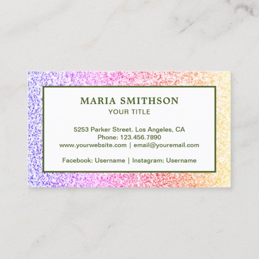 レインボーモダンフェイクグリッタートロピカルパイナップル 名刺 (裏面)