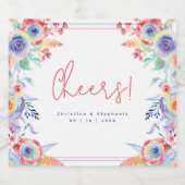 レインボーモダンフローラLGBTQ結婚ズ スパークリングワインラベル (シングルラベル)